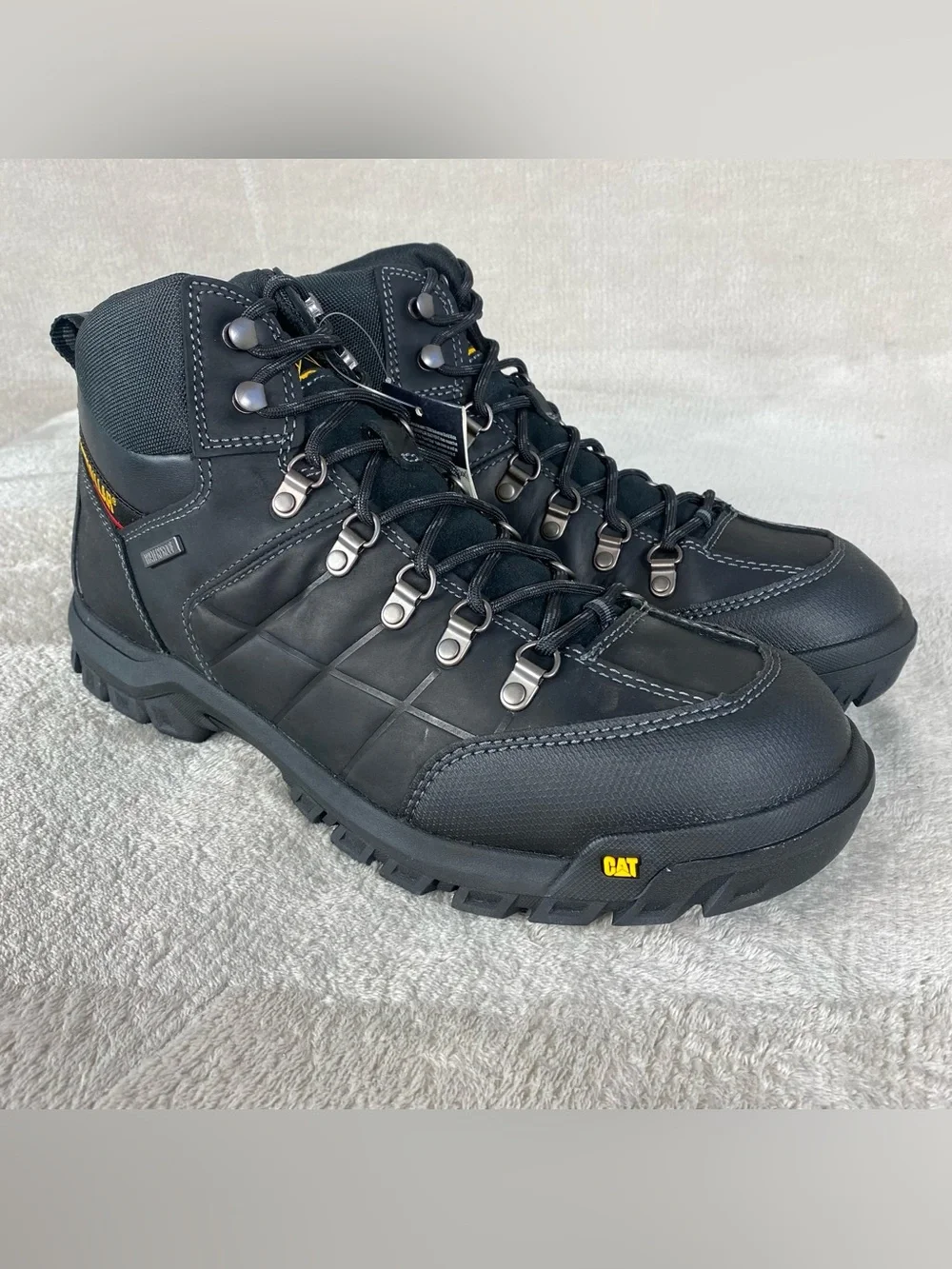 Caterpillar Threshold Work Boots Mens Size 14 W Black‎ Leather Waterproof ST NEW